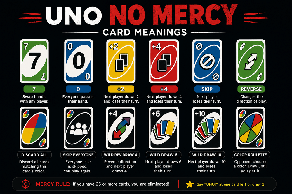 UNO No Mercy Card Meanings